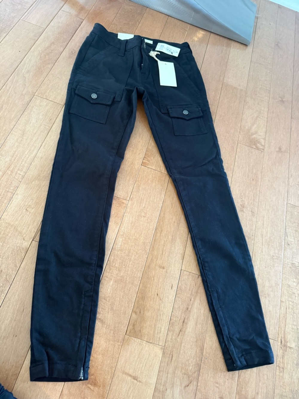 Joie Black Straight Leg Cargo Jeans
